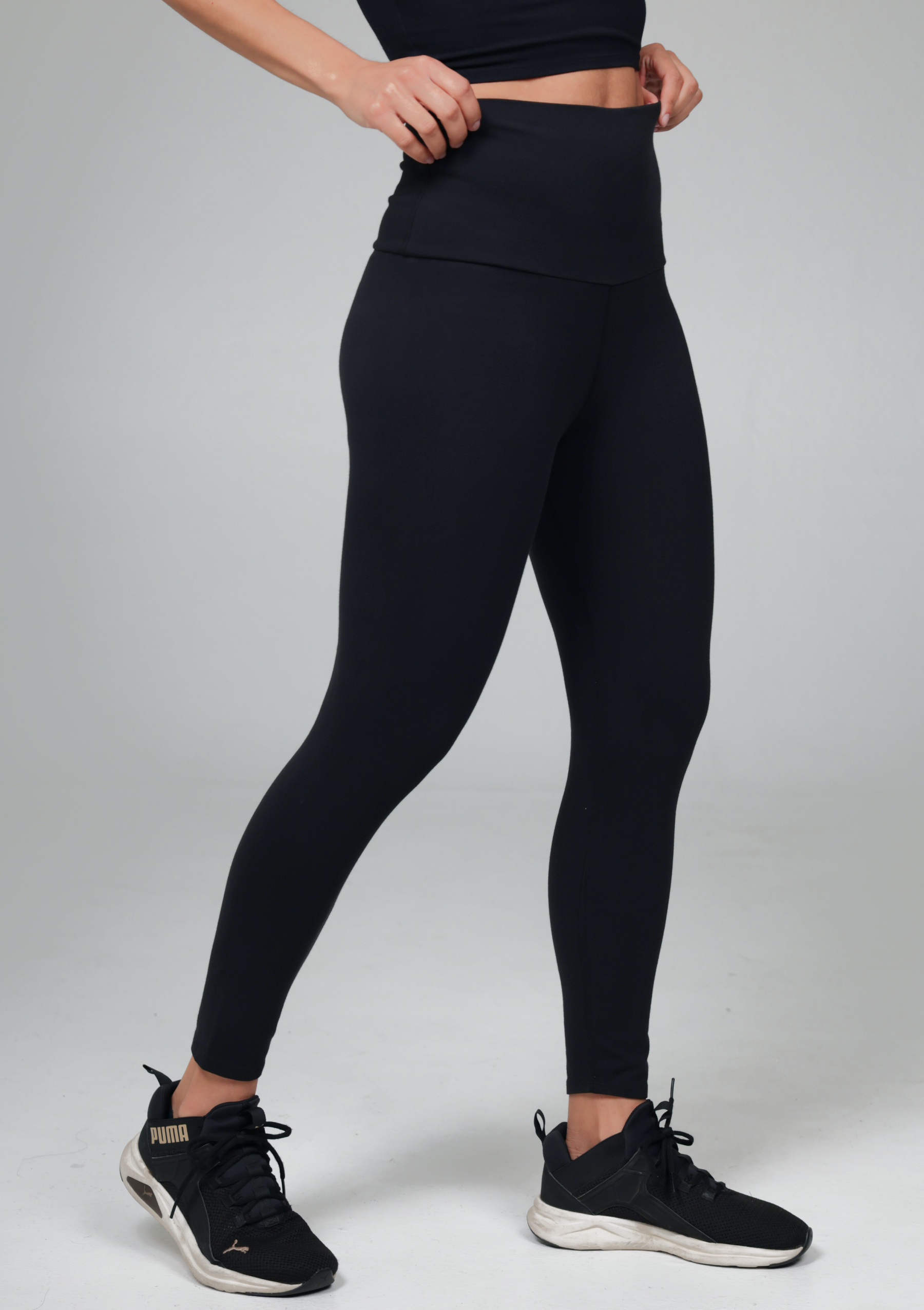PuraKai organic cotton activewear in black, made in Los Angeles with no PFAS coatings or treatments