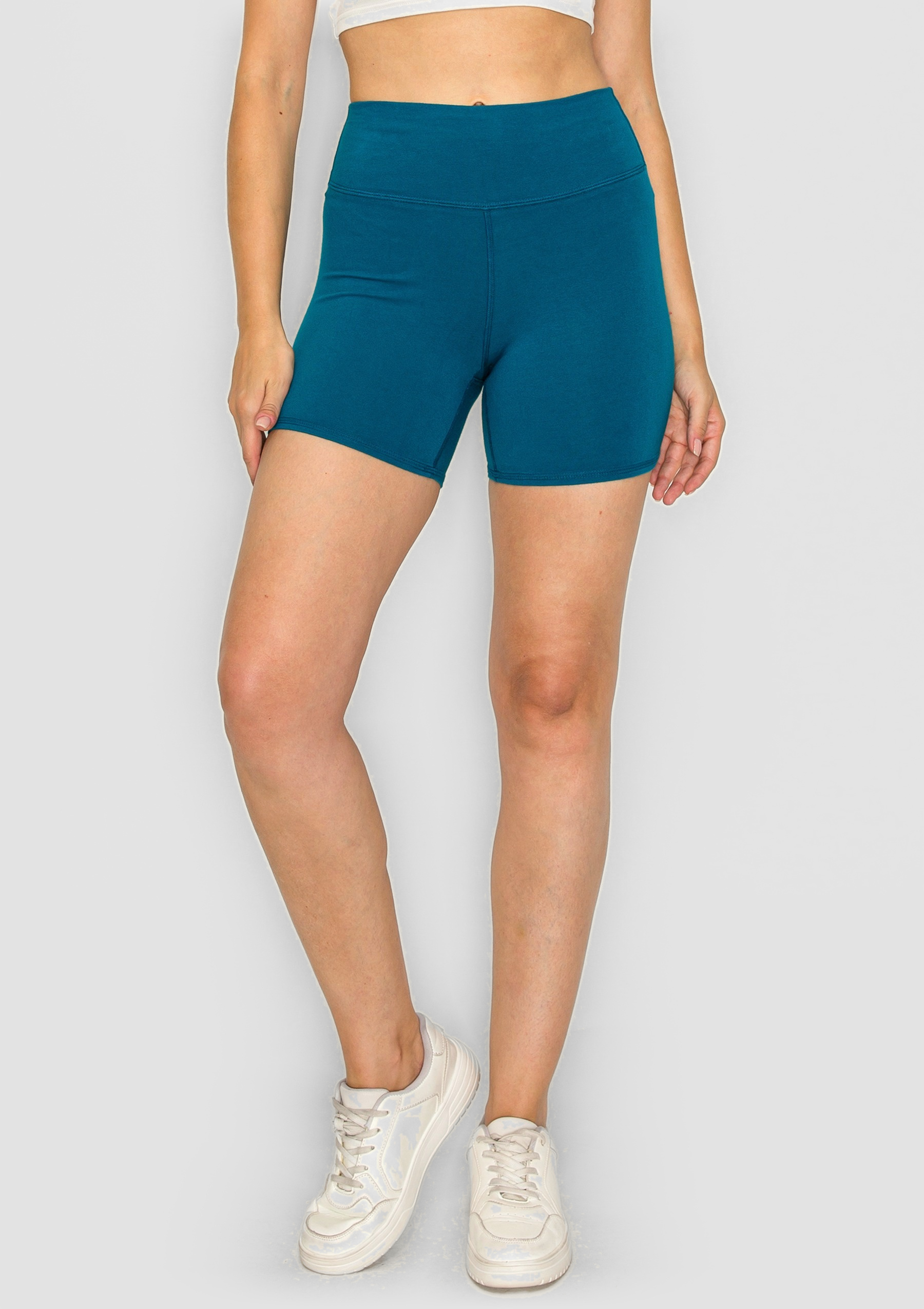 PureFlex Organic Cotton High Waist Shorts - Tidal Teal