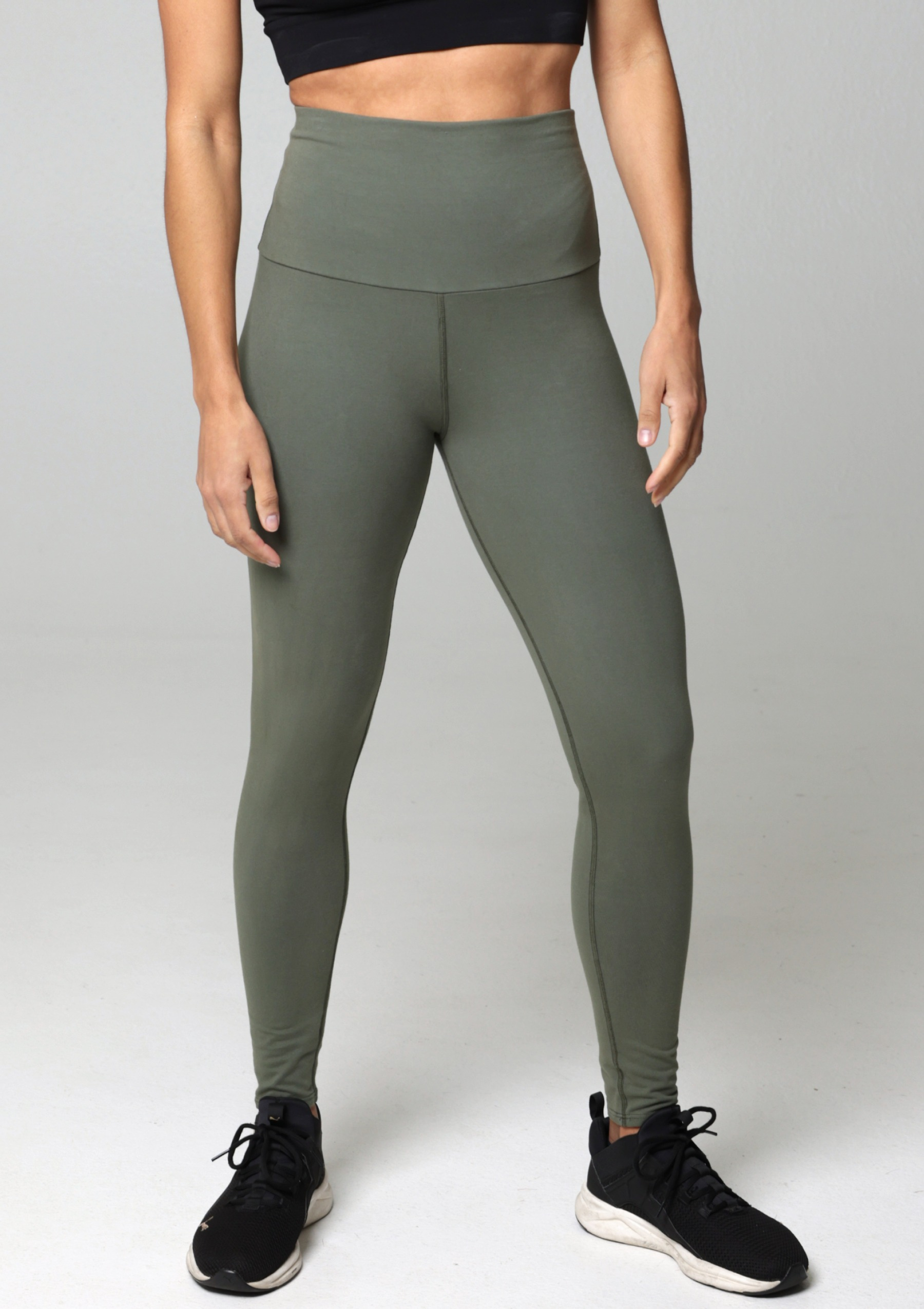 PureFlex Organic Cotton High Waist Leggings - Coastal Olive