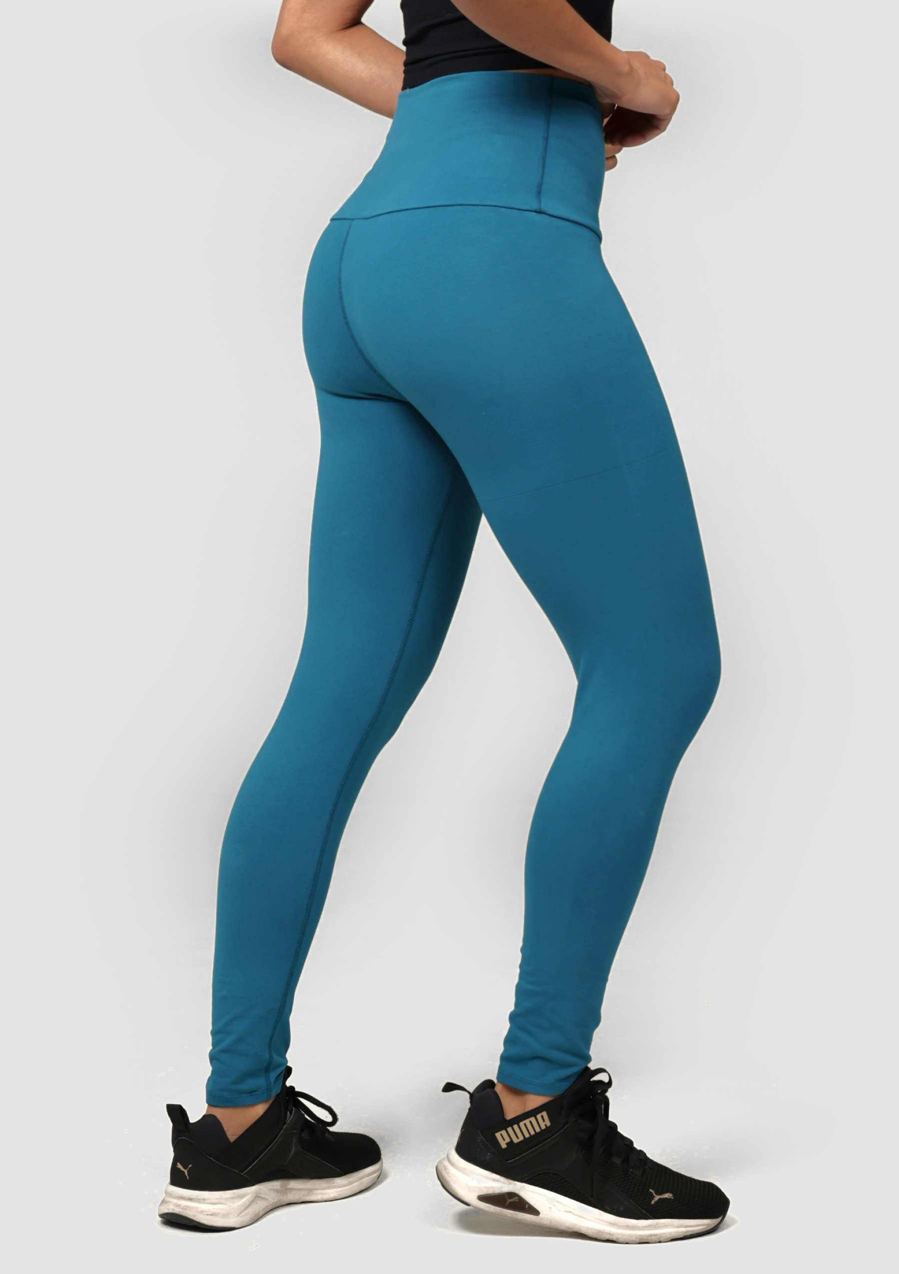 PureFlex Organic Cotton High Waist Leggings - Tidal Teal - back view