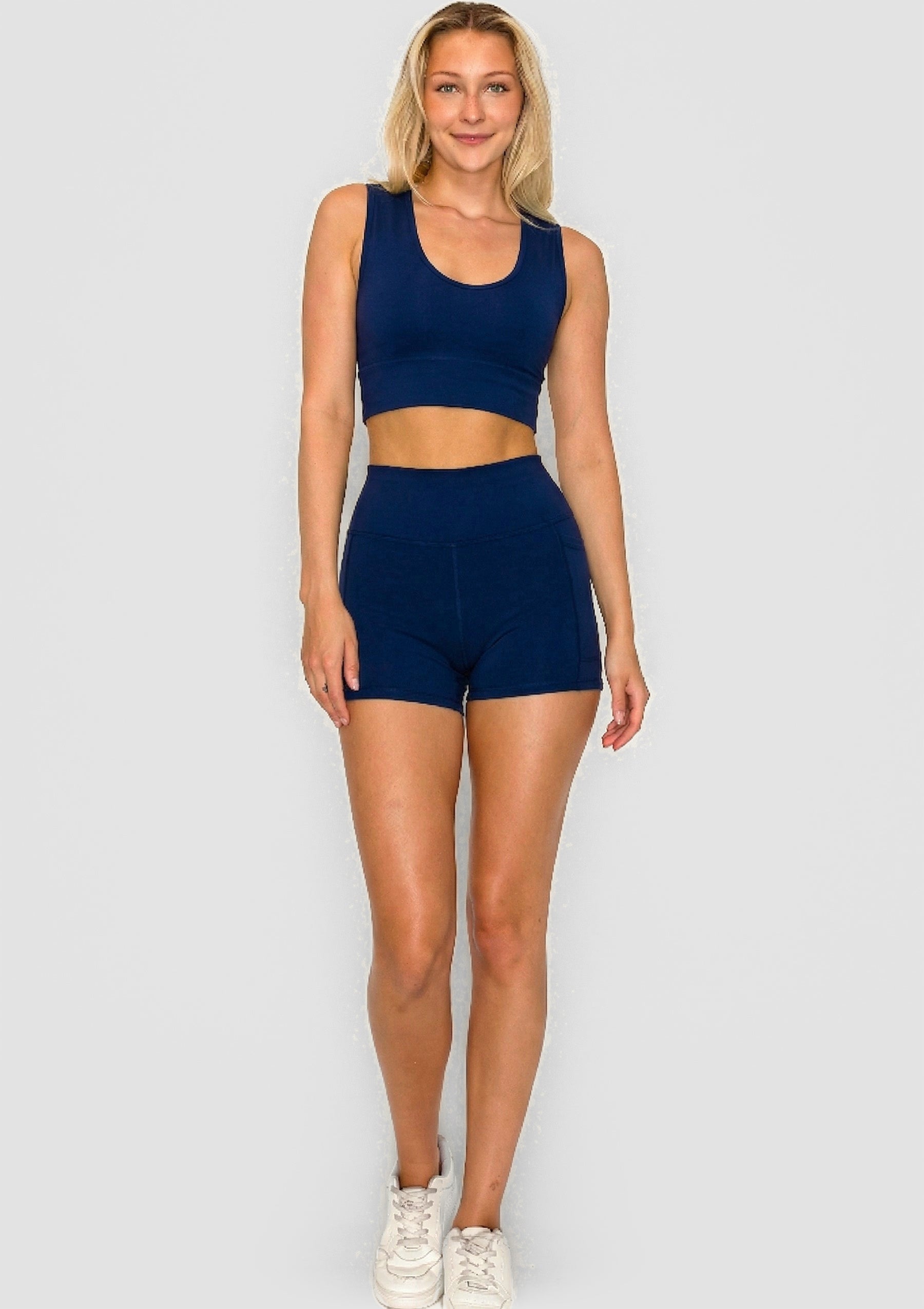 PureFlex Organic Cotton High Waist Shorts - Navy