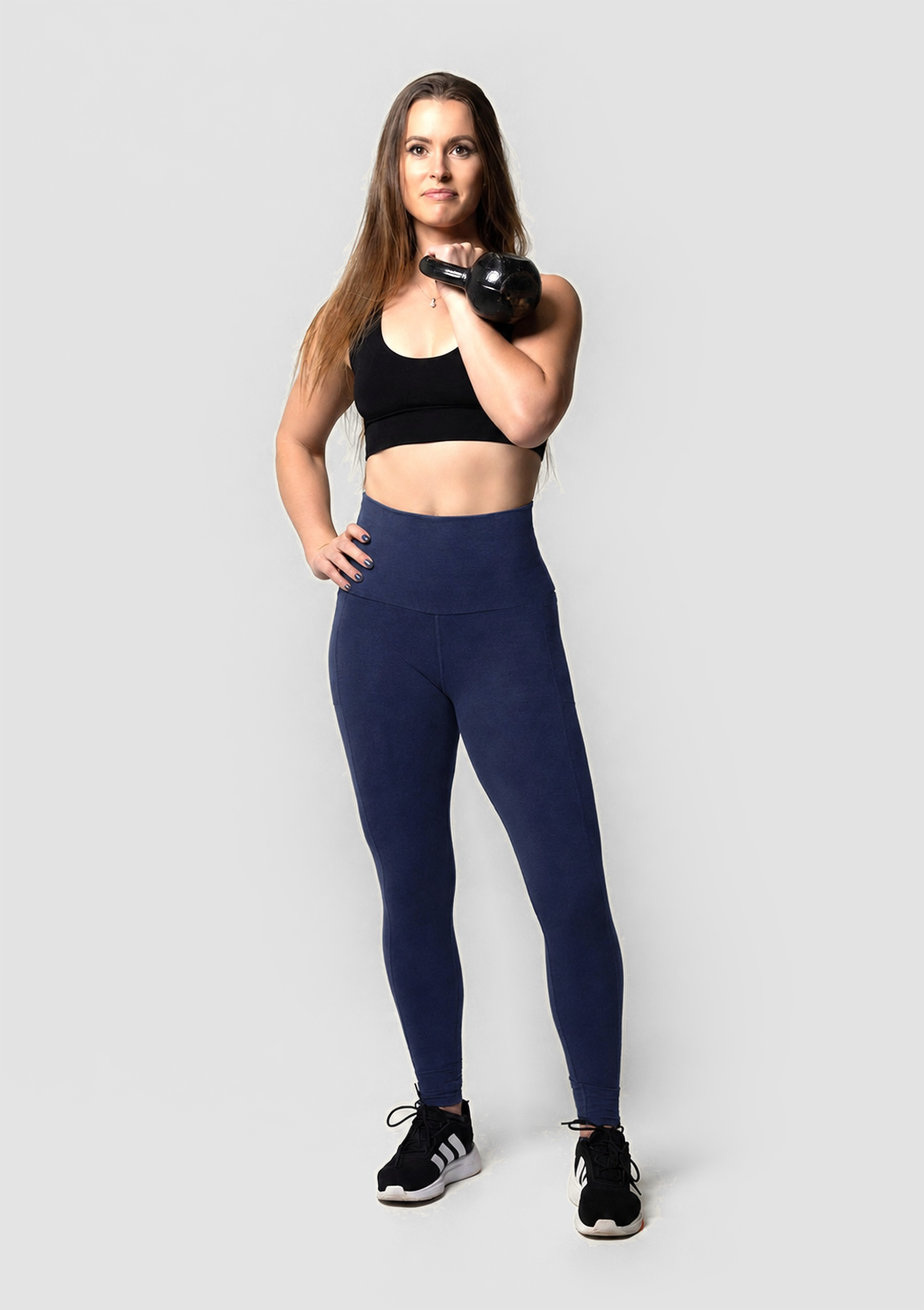 PureFlex Organic Cotton High Waist Leggings - Navy - full front view