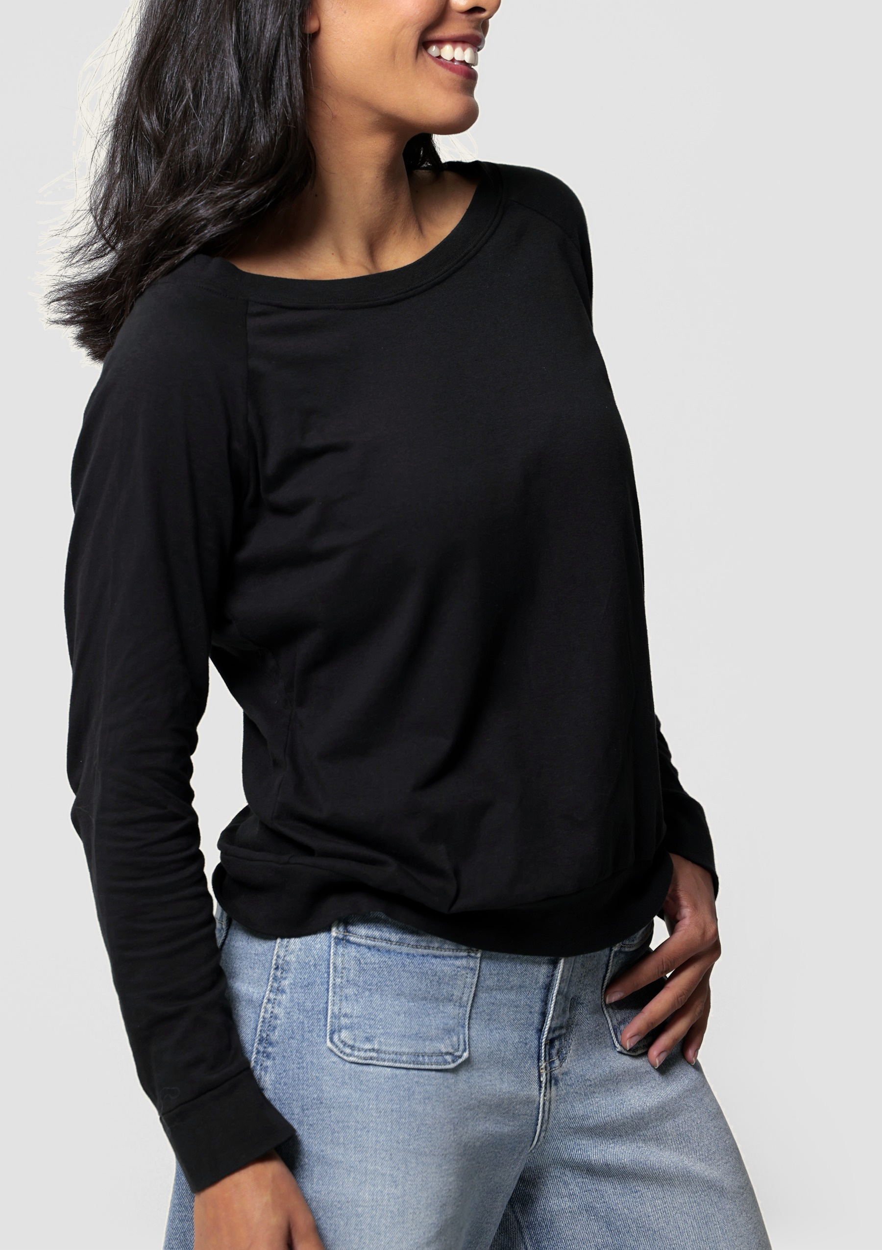 Texas-Grown Organic Cotton Long Sleeve Raglan Tee - Black