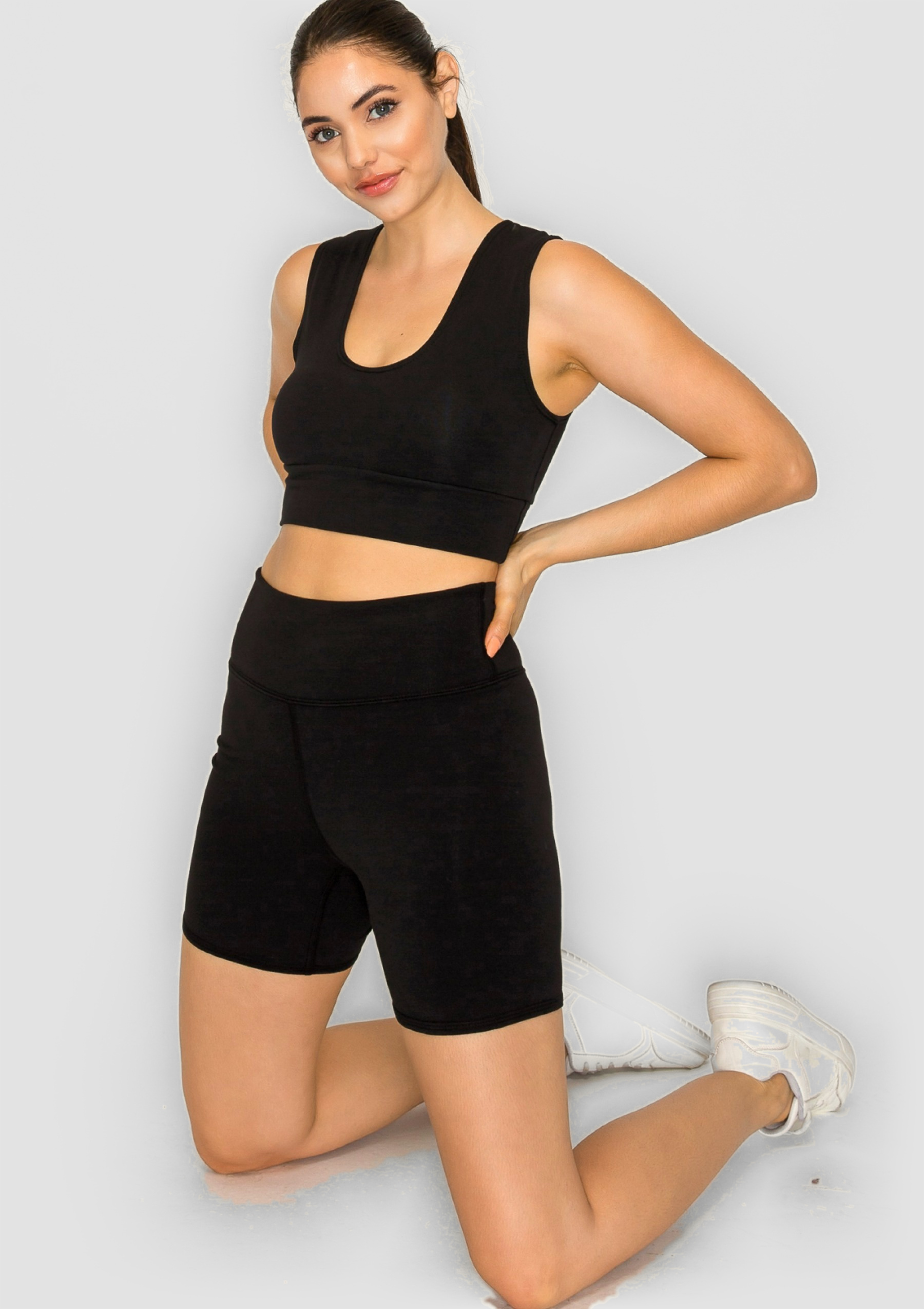 PureFlex Organic Cotton High Waist Shorts - Black