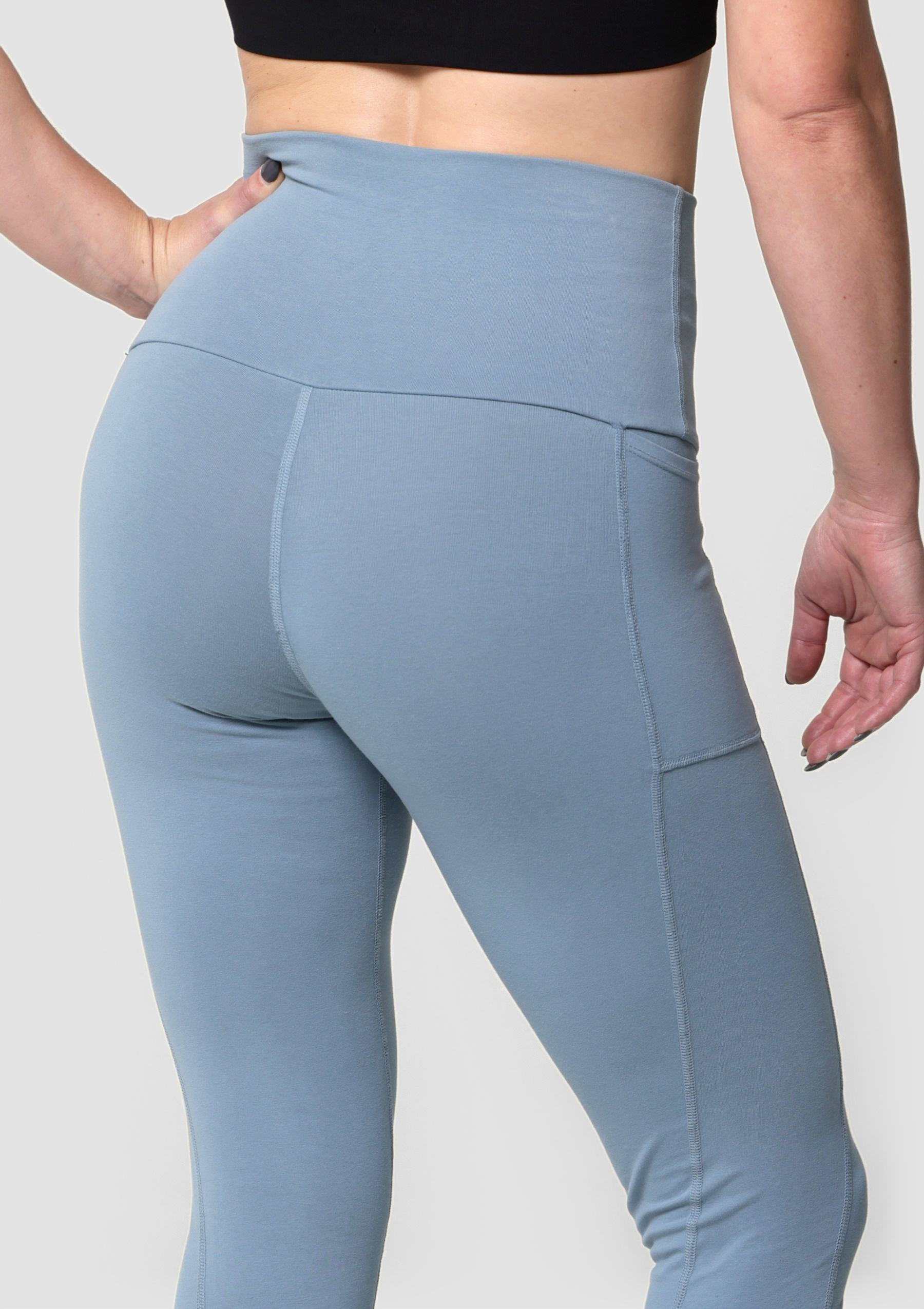 PureFlex Organic Cotton High Waist Pocket Leggings - Ocean Mist