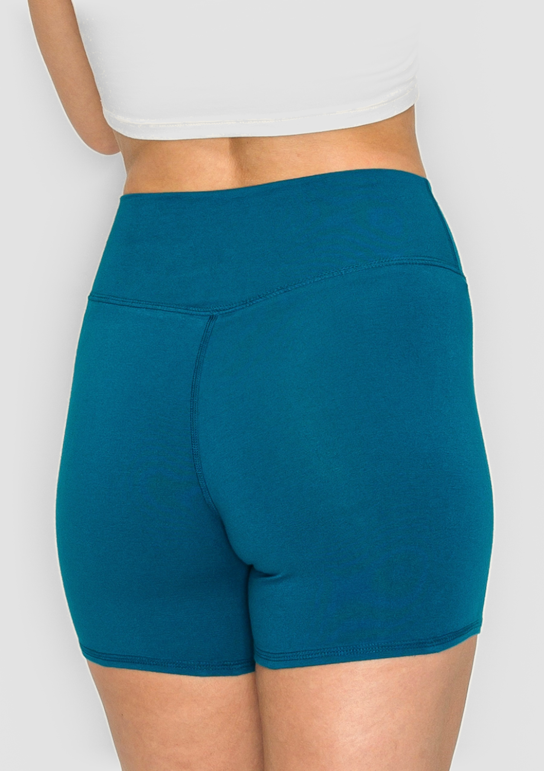 PureFlex Organic Cotton High Waist Shorts - Tidal Teal
