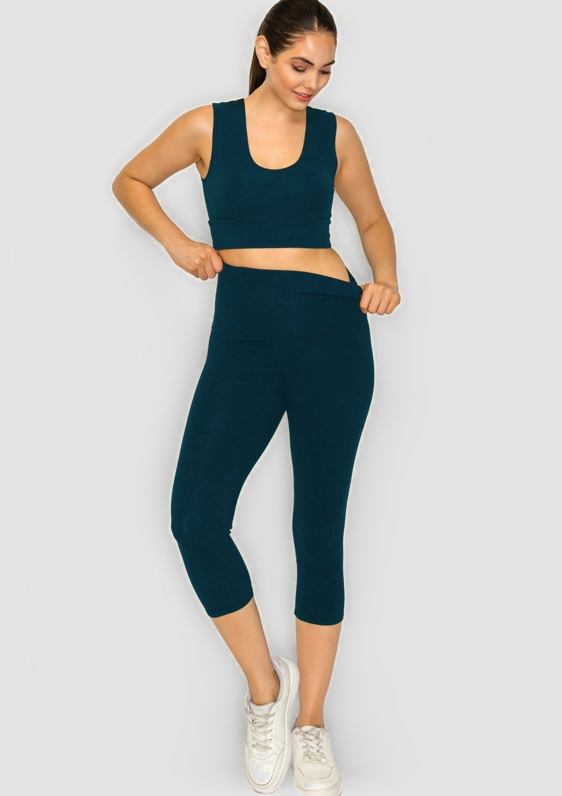 PureFlex Organic Cotton Capri Leggings - Tidal Teal