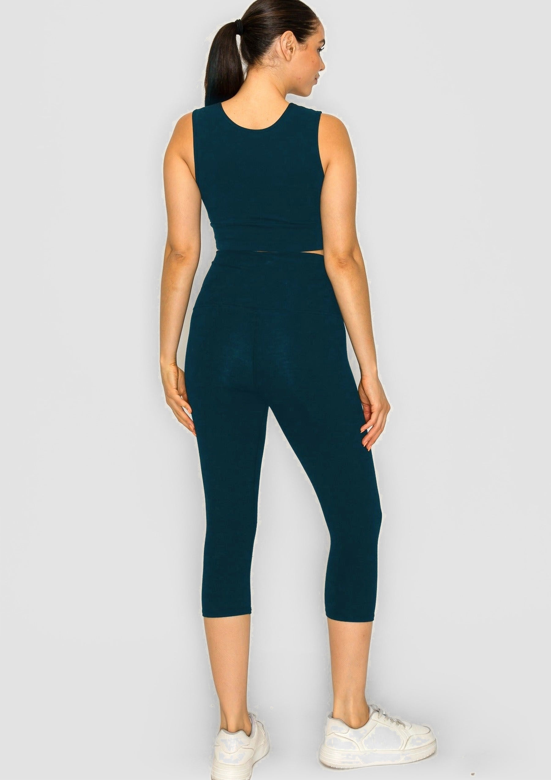 PureFlex Organic Cotton Capri Leggings - Tidal Teal