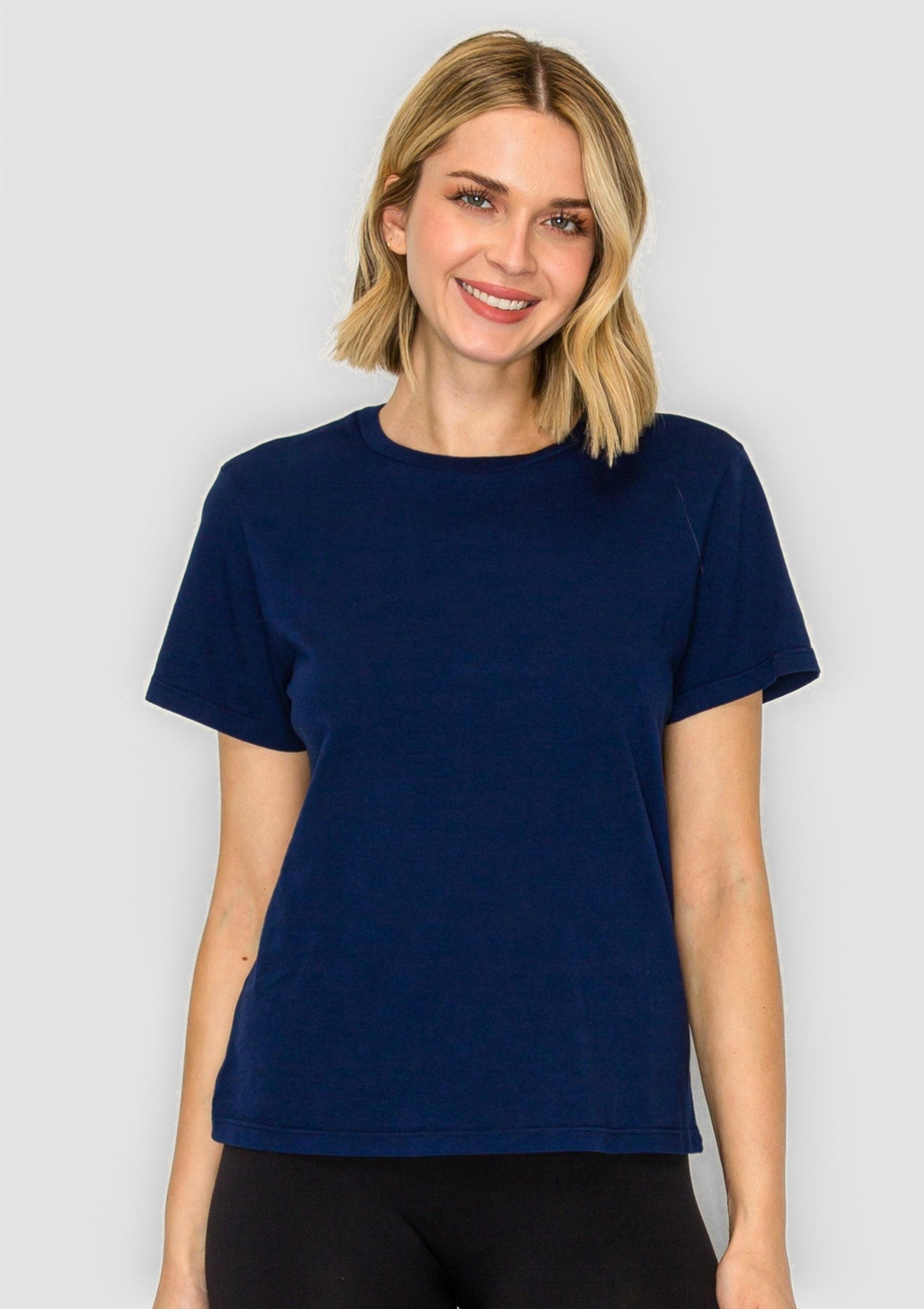Pure 100% Organic Cotton Classic Fit Tee - Navy - front view