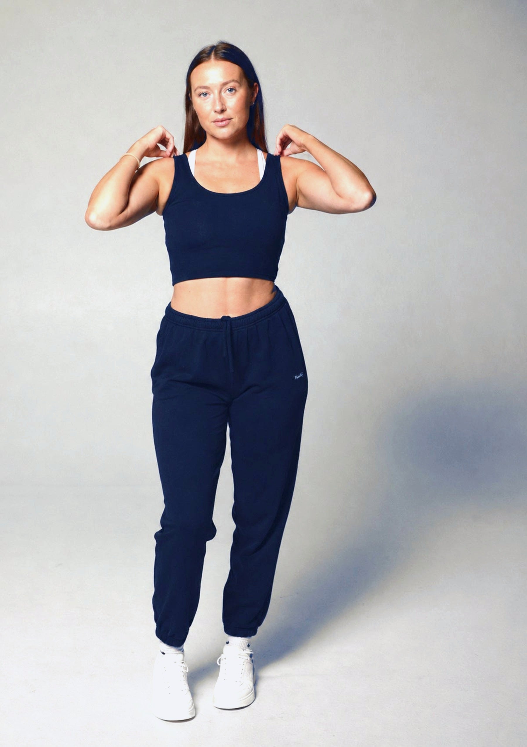 Pure 100% Organic Cotton Fleece Lightweight Joggers - Navy