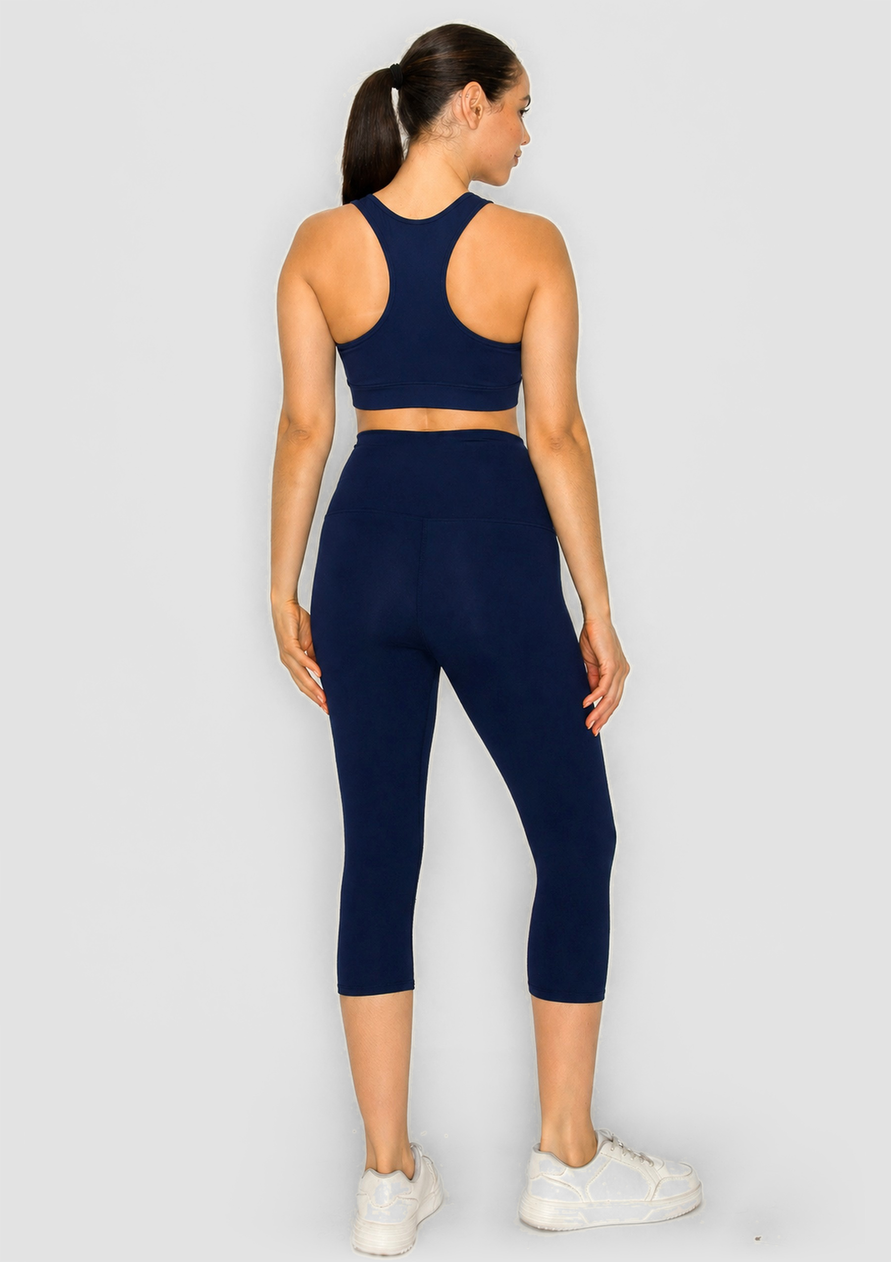 PureFlex Organic Cotton Racerback Sports Bra - Navy - back view