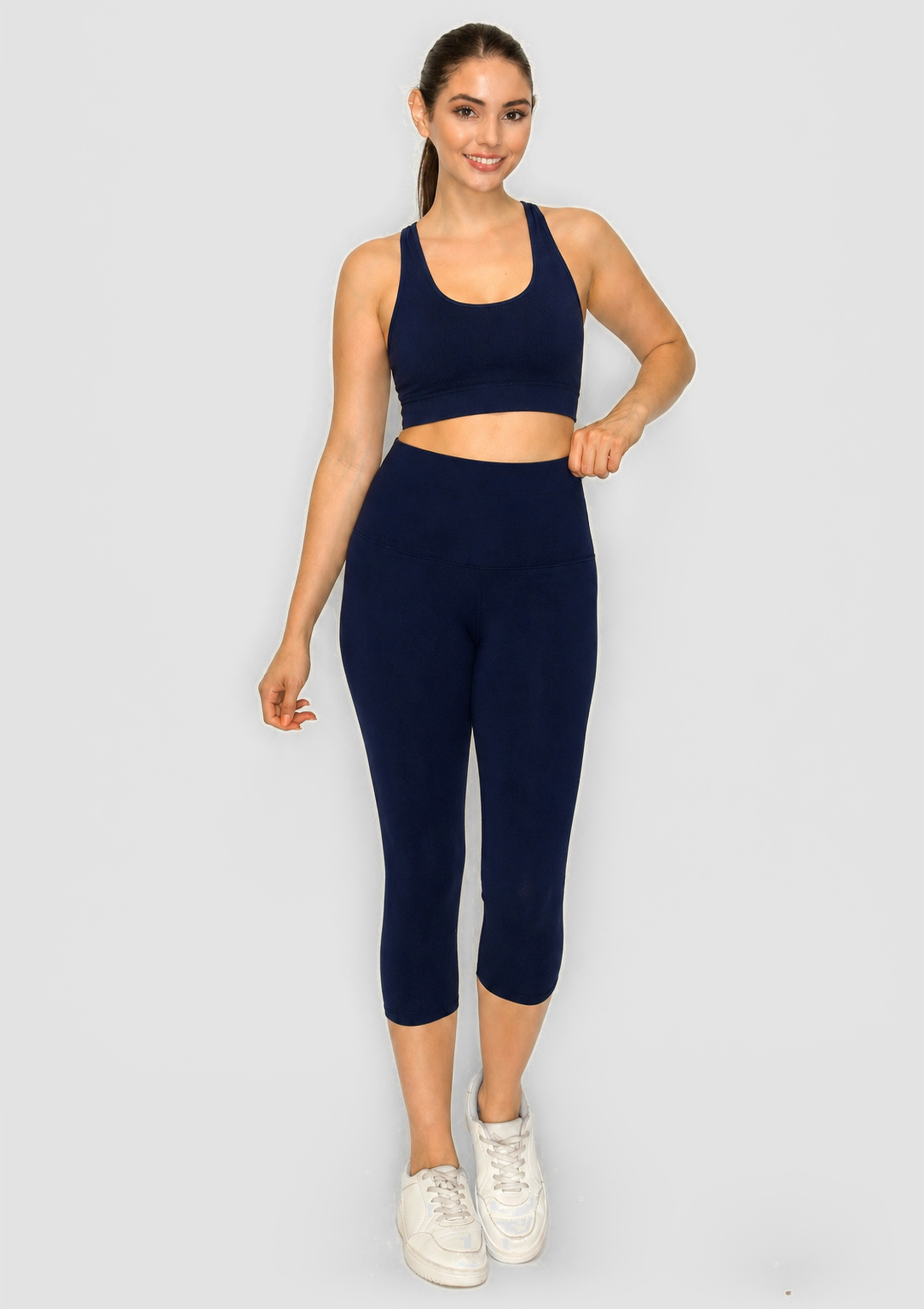 PureFlex Organic Cotton Racerback Sports Bra - Navy - front view