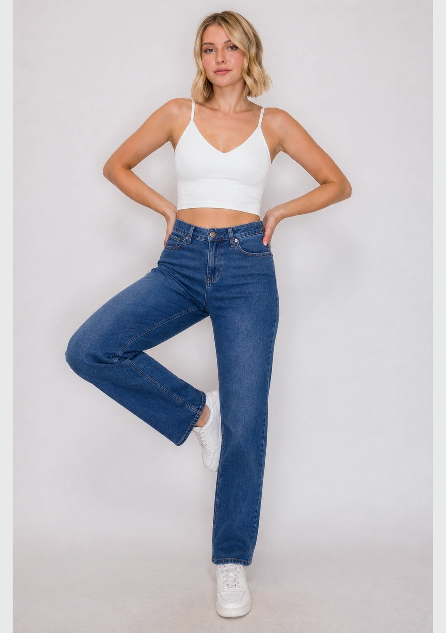 PureFlex Organic Cotton Cami Crop Top - White - front view