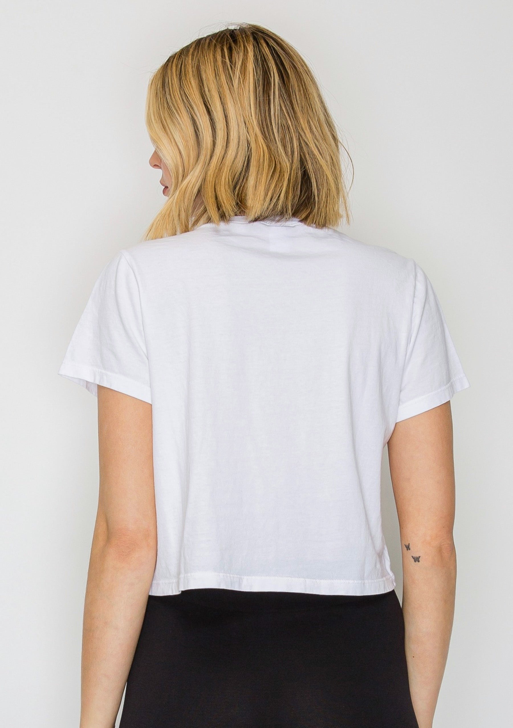 Pure 100% Organic Cotton All-Day Crop Tee - White - back view