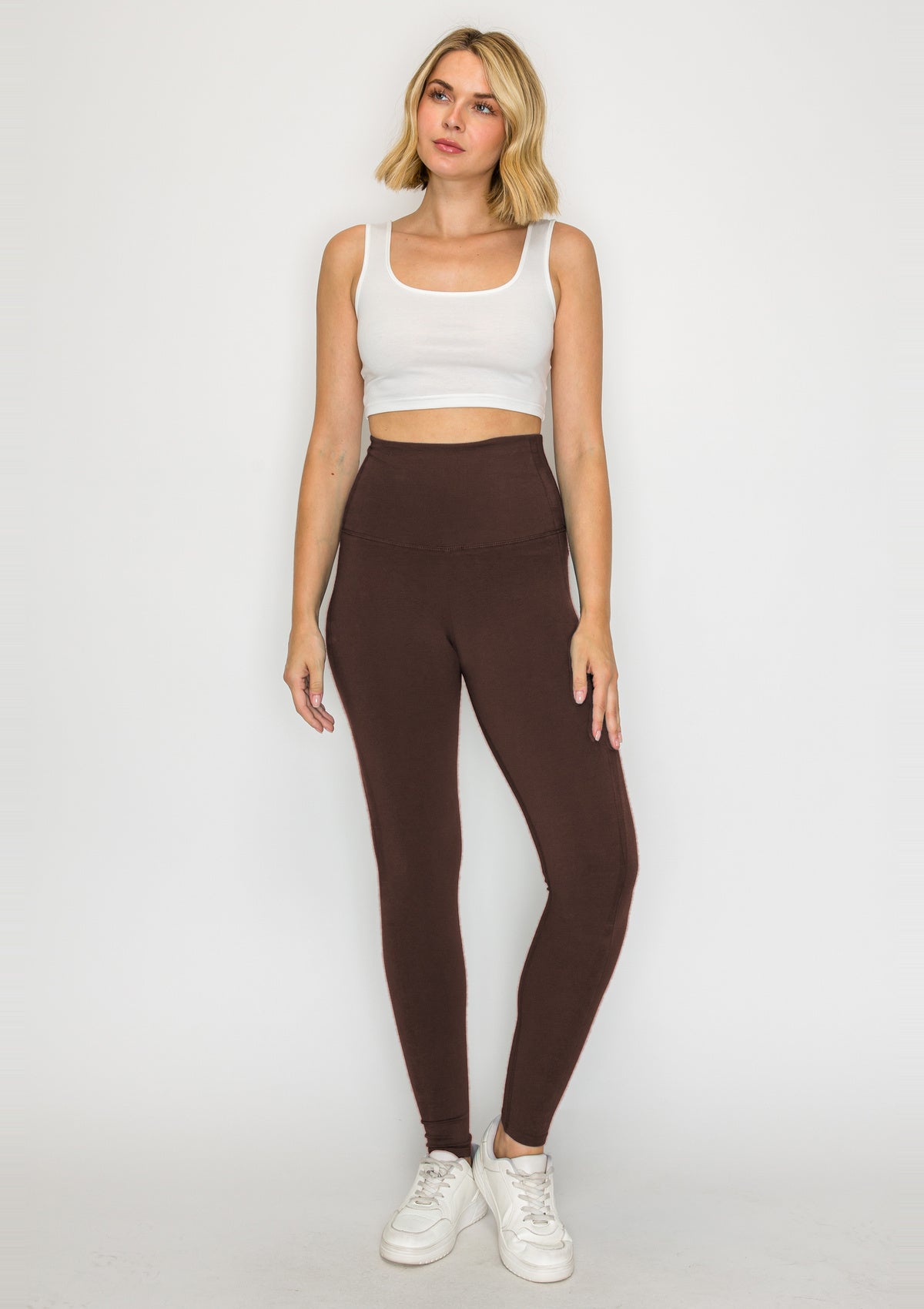 PureFlex Organic Cotton No-Front-Seam Leggings in Bracken, full-body view