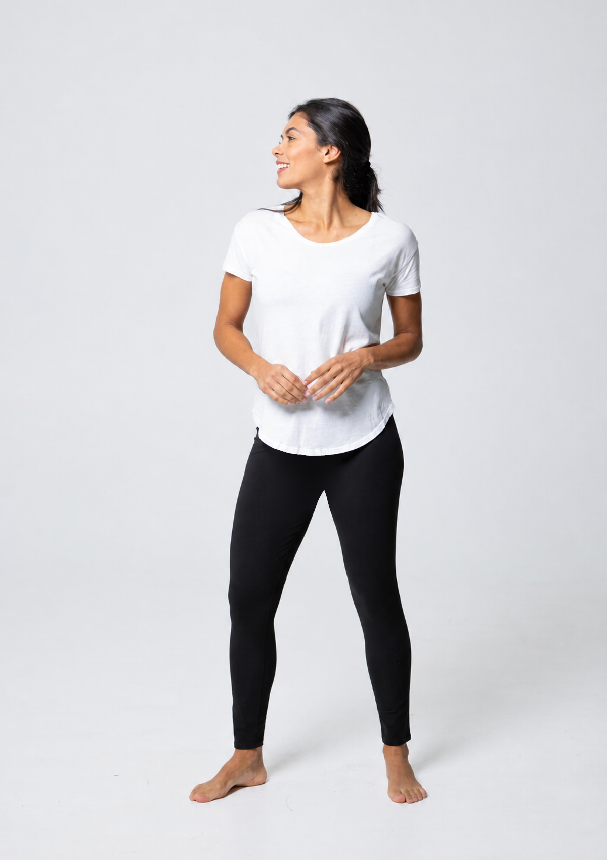 PureFlex Organic Cotton No-Front-Seam Leggings in Black, front view