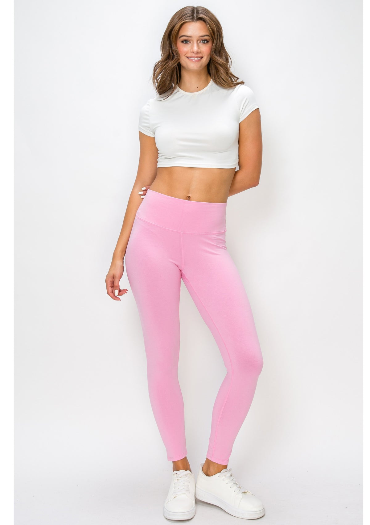 PureFlex Organic Cotton Sculpt Leggings in Reef Rose, full-length front view