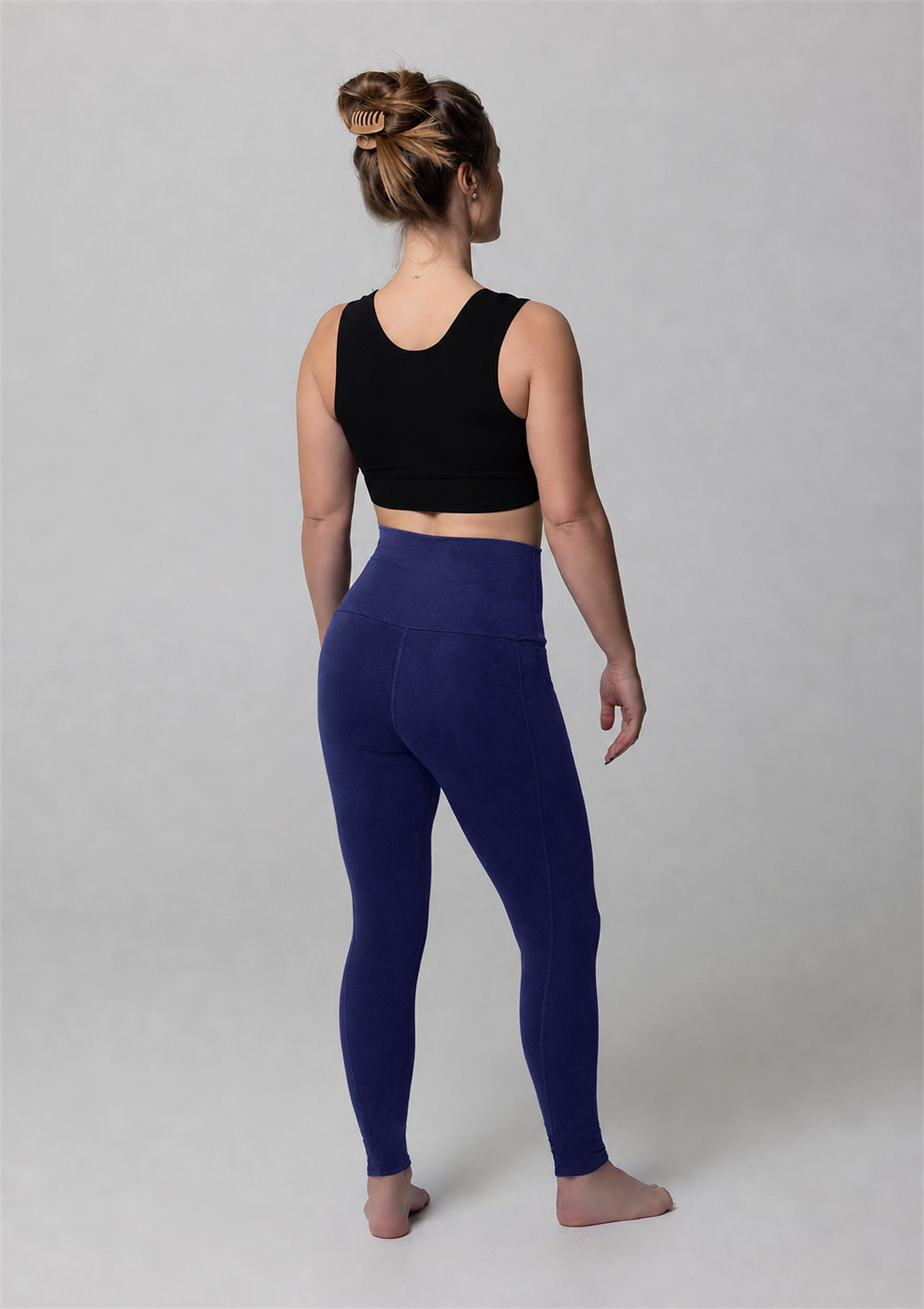 PureFlex Organic Cotton High Waist Leggings - Navy - back view