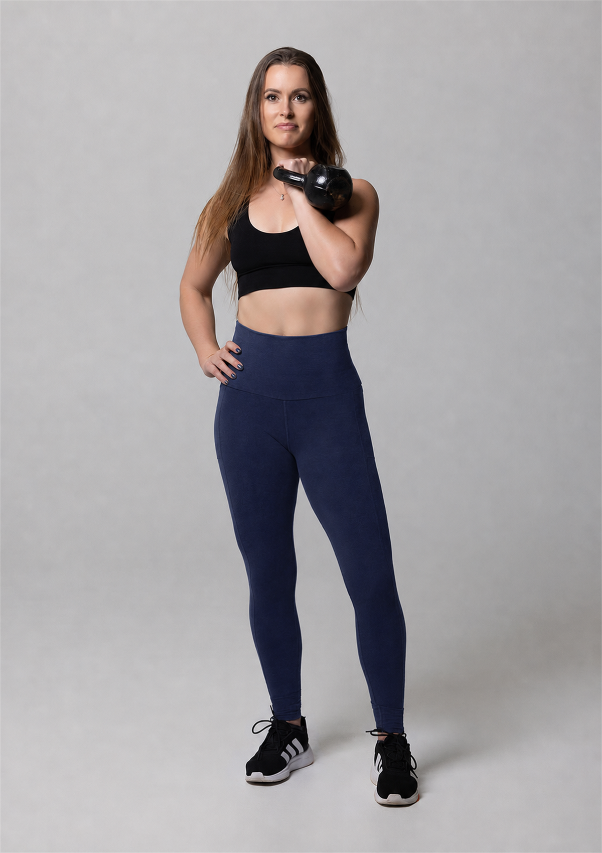 PureFlex Organic Cotton High Waist Leggings - Navy - full front view