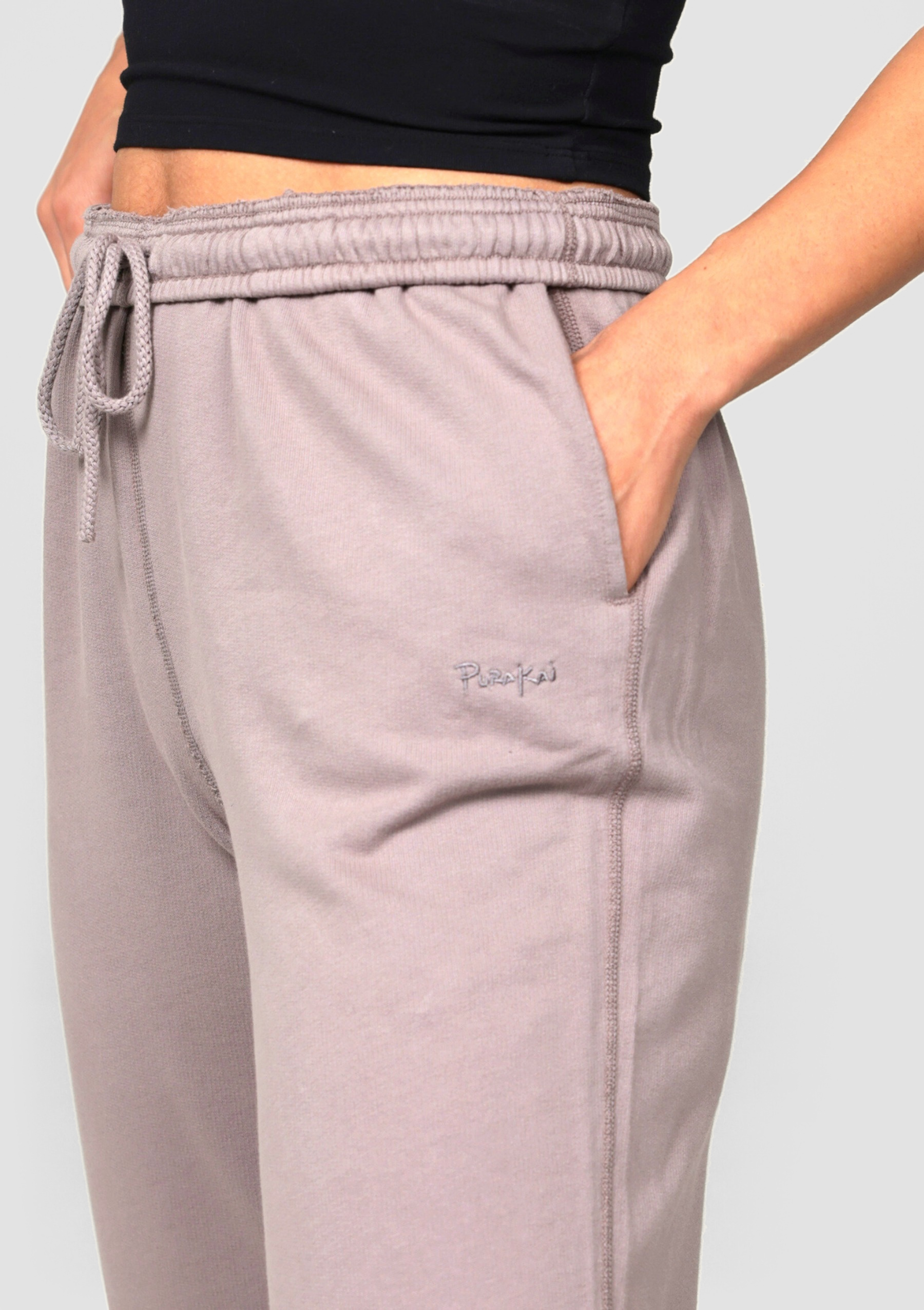 Pure 100% Organic Lightweight Joggers - Driftwood Grey - detail