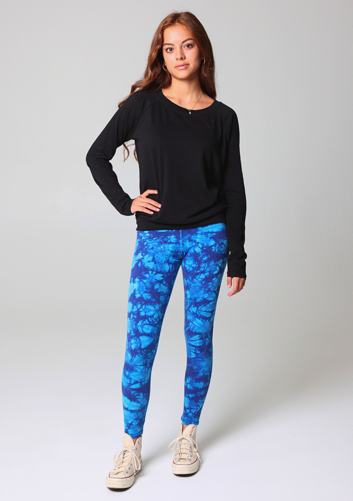 EcoFlex Organic Cotton Blue Tide Tie Dye Leggings
