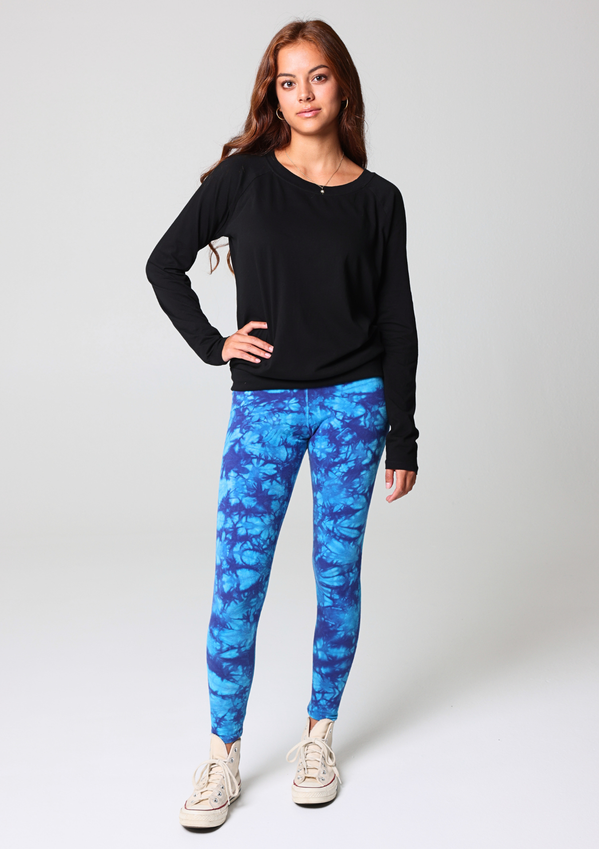 EcoFlex Organic Cotton Blue Tide Tie Dye Leggings