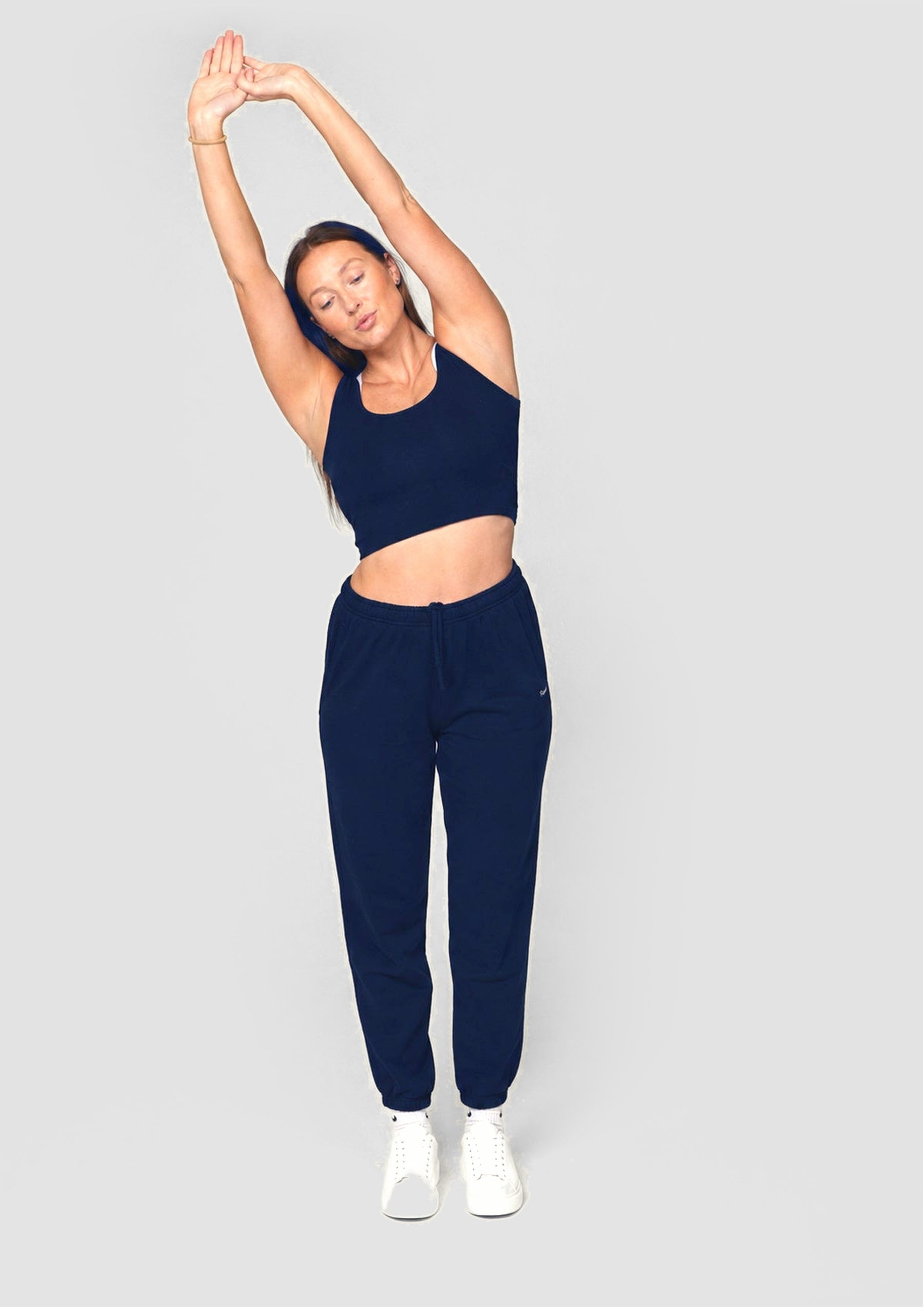 Pure 100% Organic Cotton Fleece Lightweight Joggers - Navy
