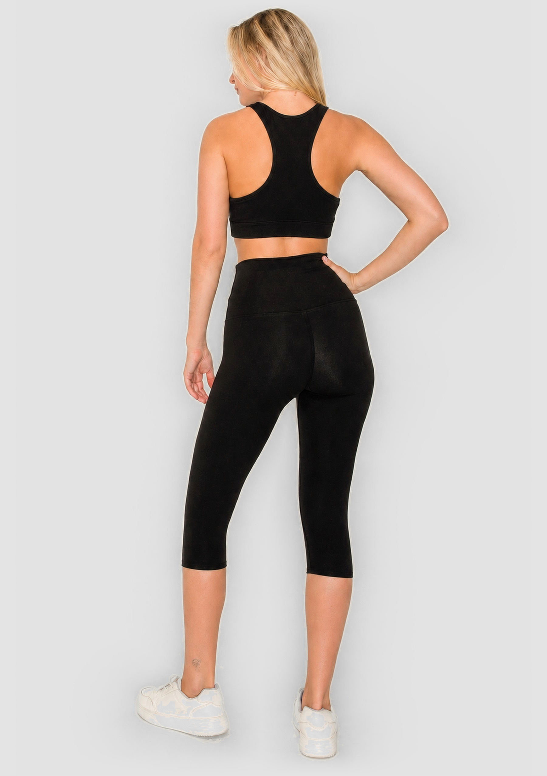 PureFlex Organic Cotton Racerback Sports Bra - Black - back view
