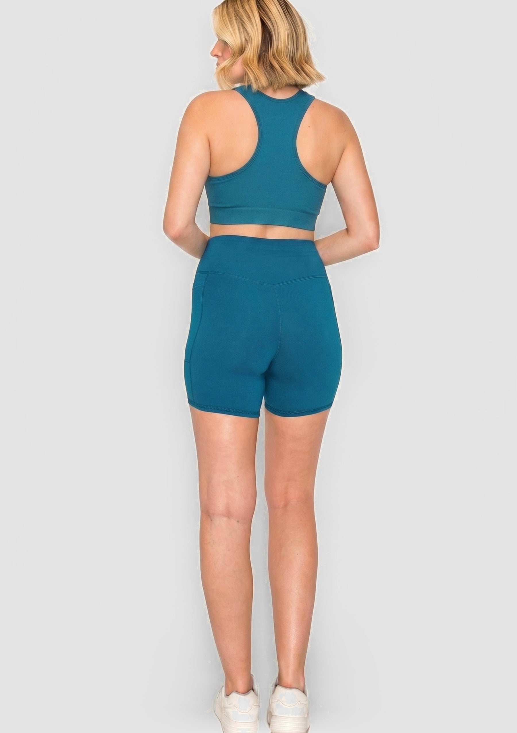 PureFlex Organic Cotton Racerback Sports Bra - Tidal Teal - back view
