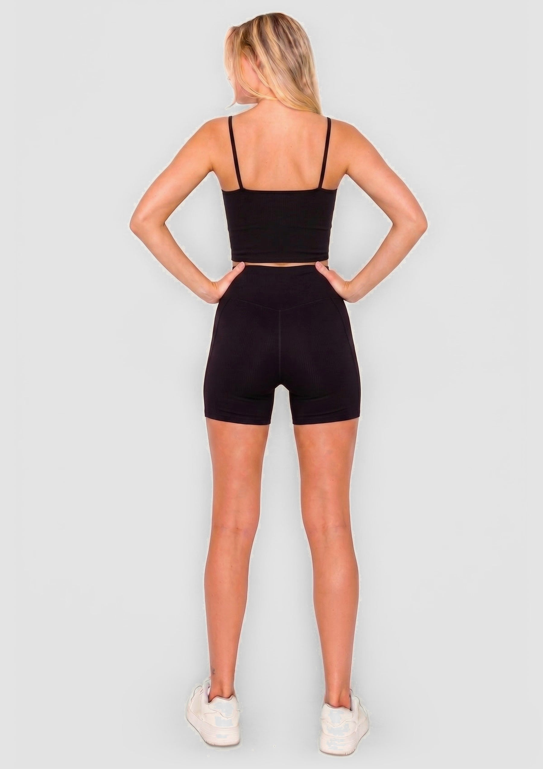 PureFlex Organic Cotton Cami Crop Top - Black - back view