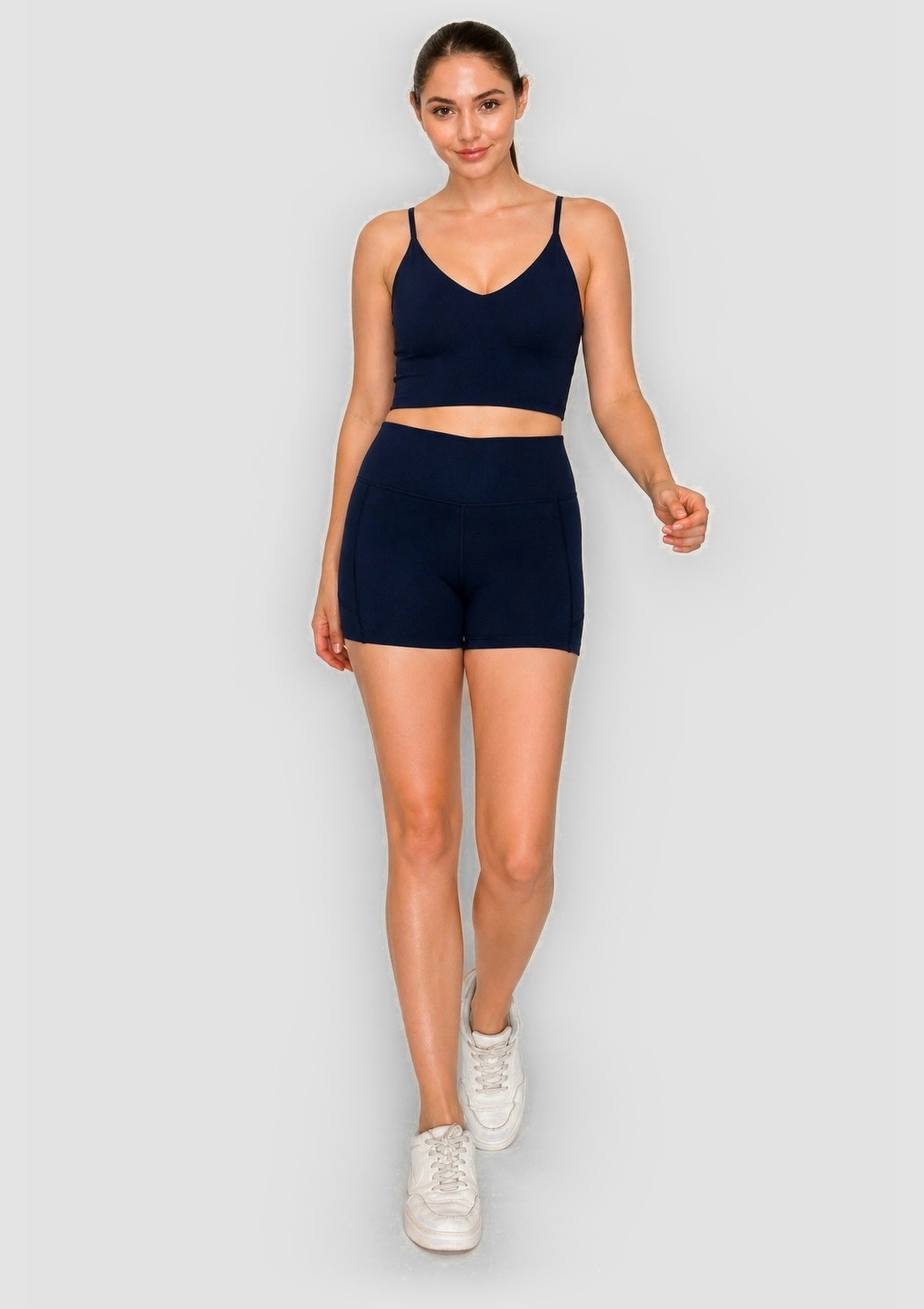 PureFlex Organic Cotton Cami Crop Top - Navy - front view