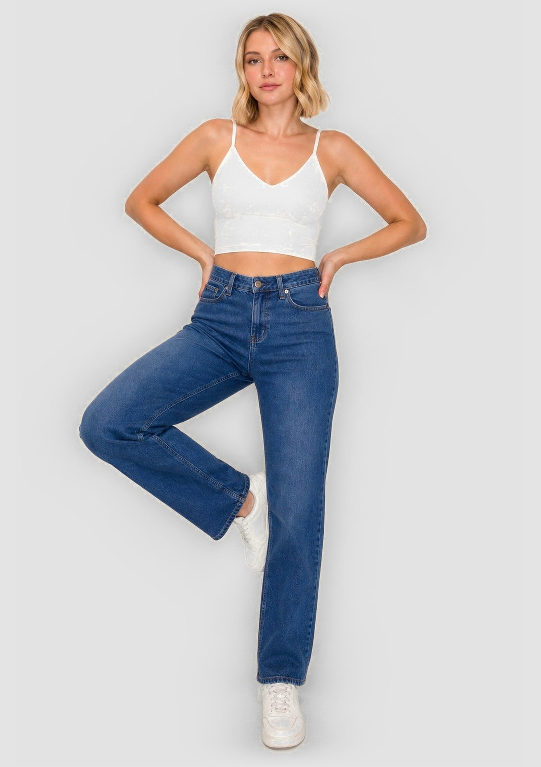 PureFlex Organic Cotton Cami Crop Top - White - front view