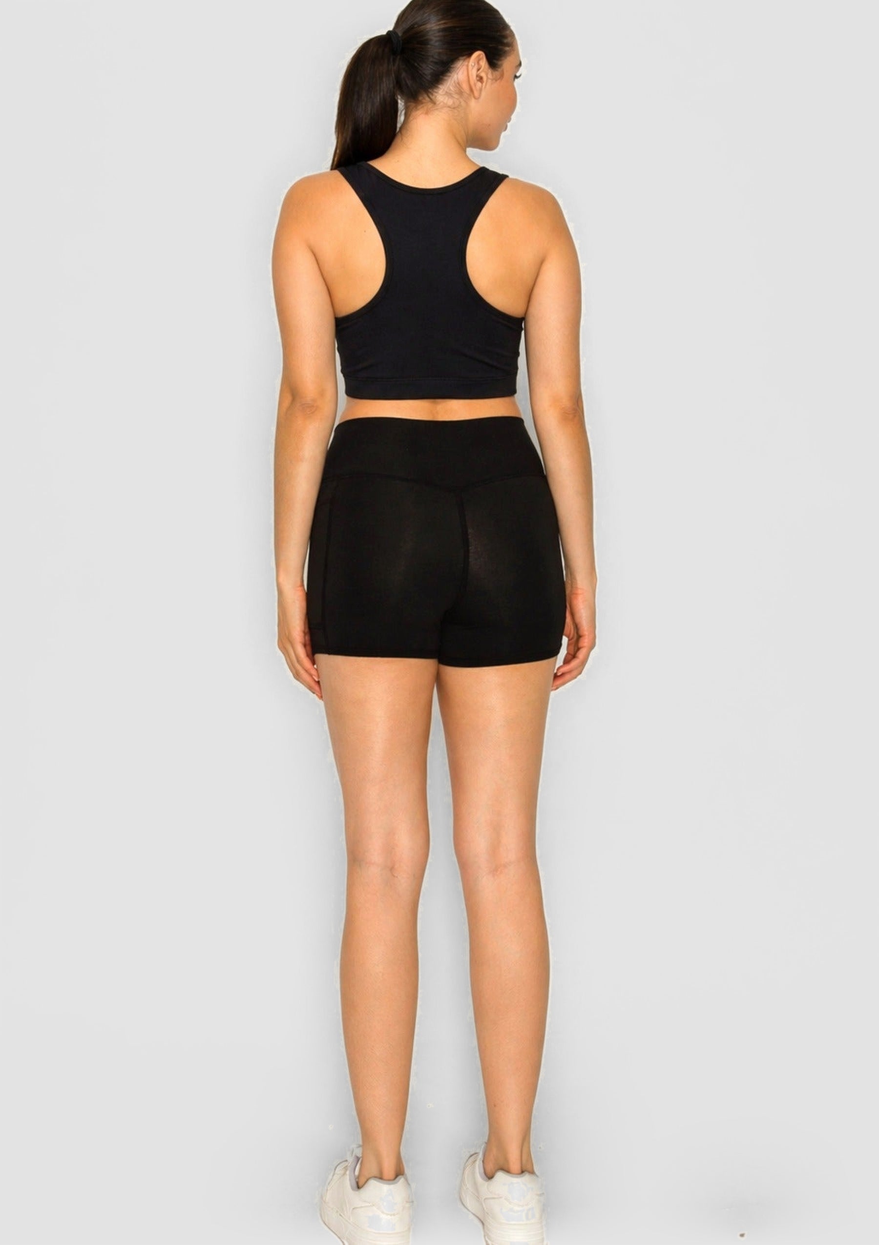 PureFlex High Neck Racerback Bra - Black - back view