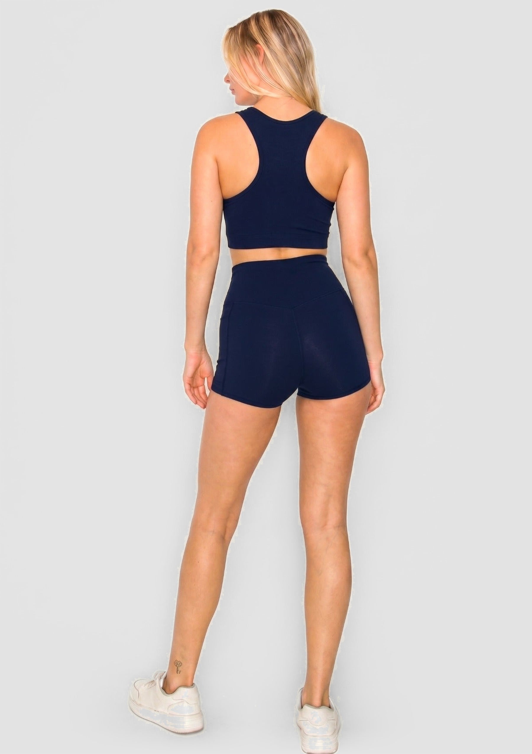 PureFlex High Neck Racerback Bra - Navy - back view