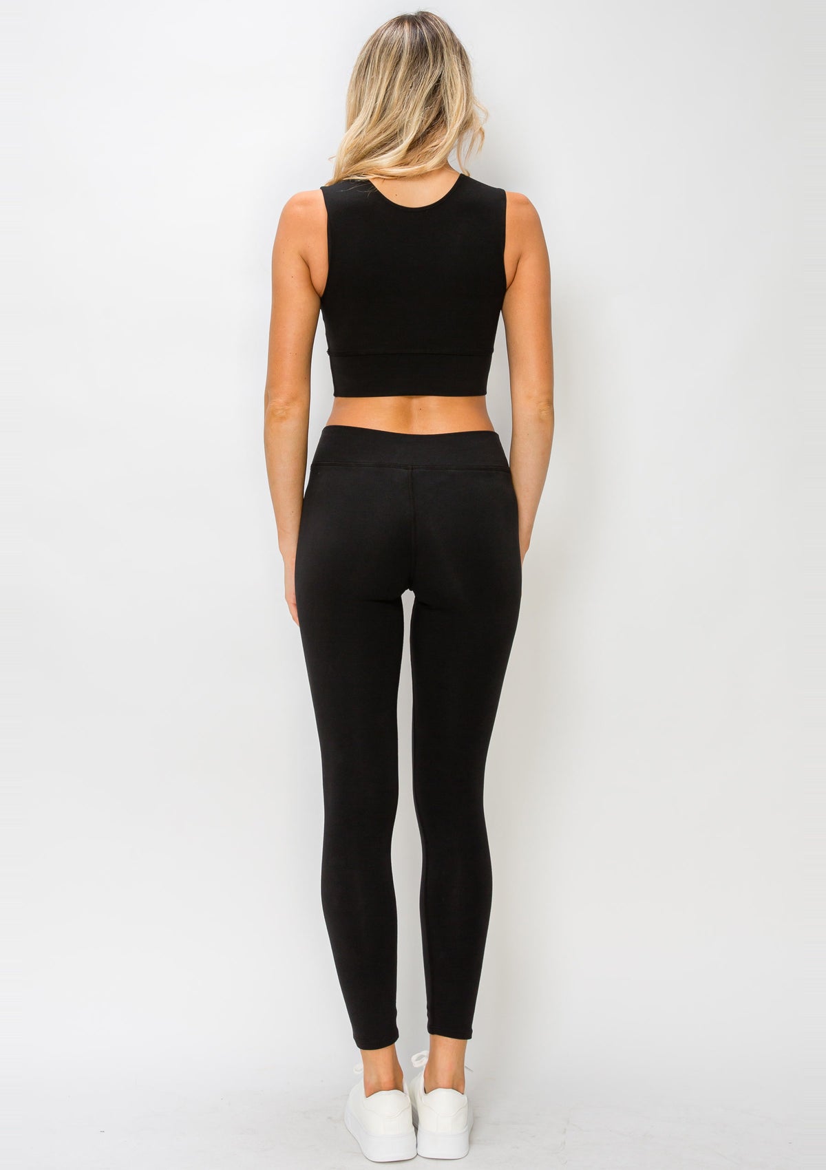 PureFlex Organic Cotton Mid-Rise Leggings in Black – back view