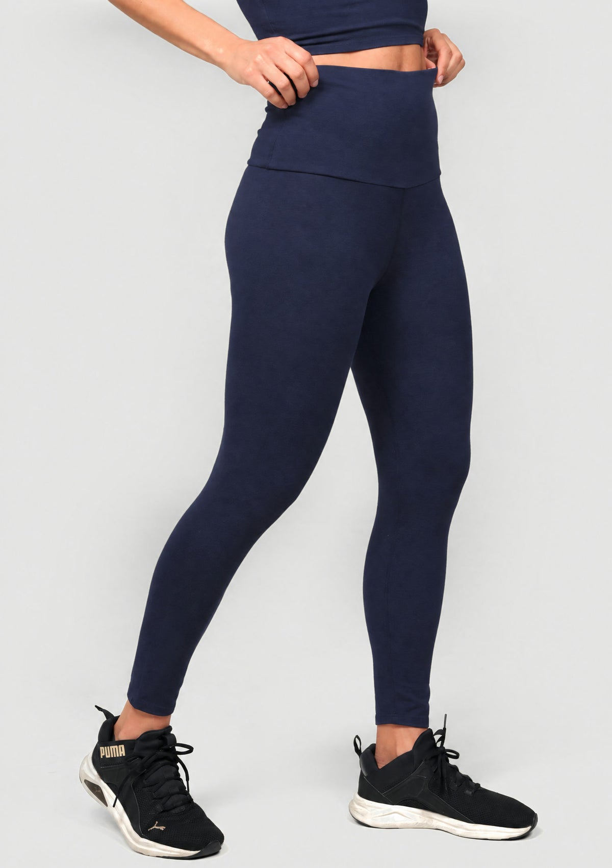 PureFlex Organic Cotton High Waist Leggings - Navy - front view