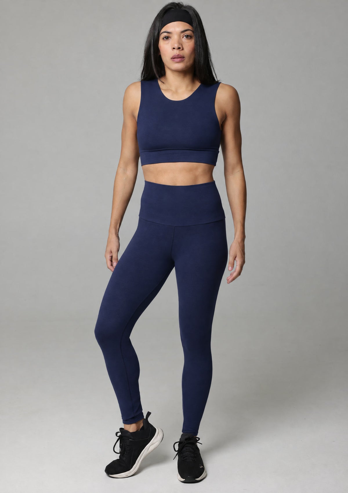 PureFlex Organic Cotton High Waist Leggings - Navy - full front view