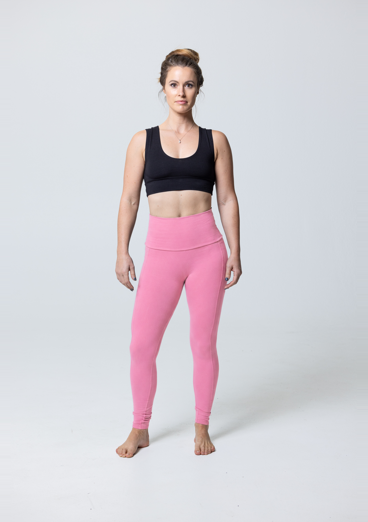 PureFlex Organic Cotton No-Front-Seam Leggings in Reef Rose, front view
