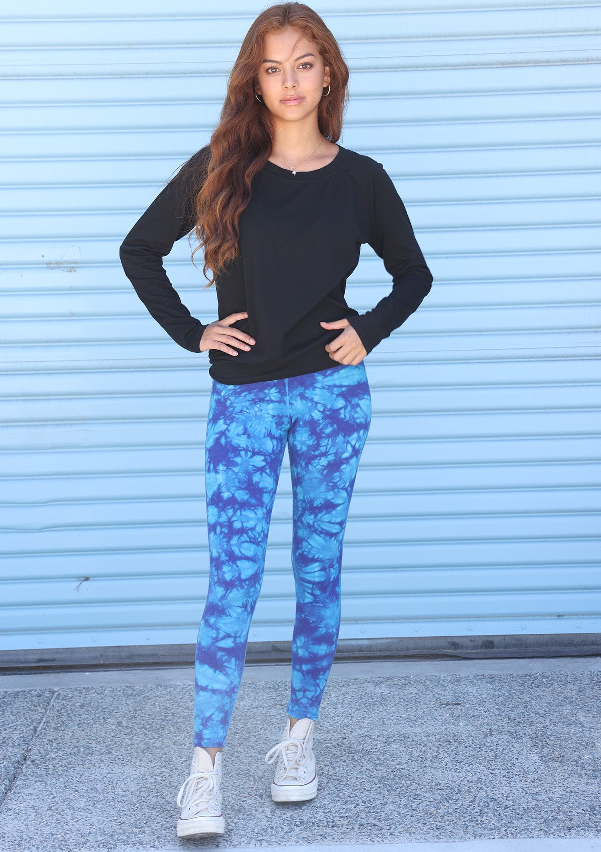 EcoFlex Organic Cotton Blue Tide Tie Dye Leggings